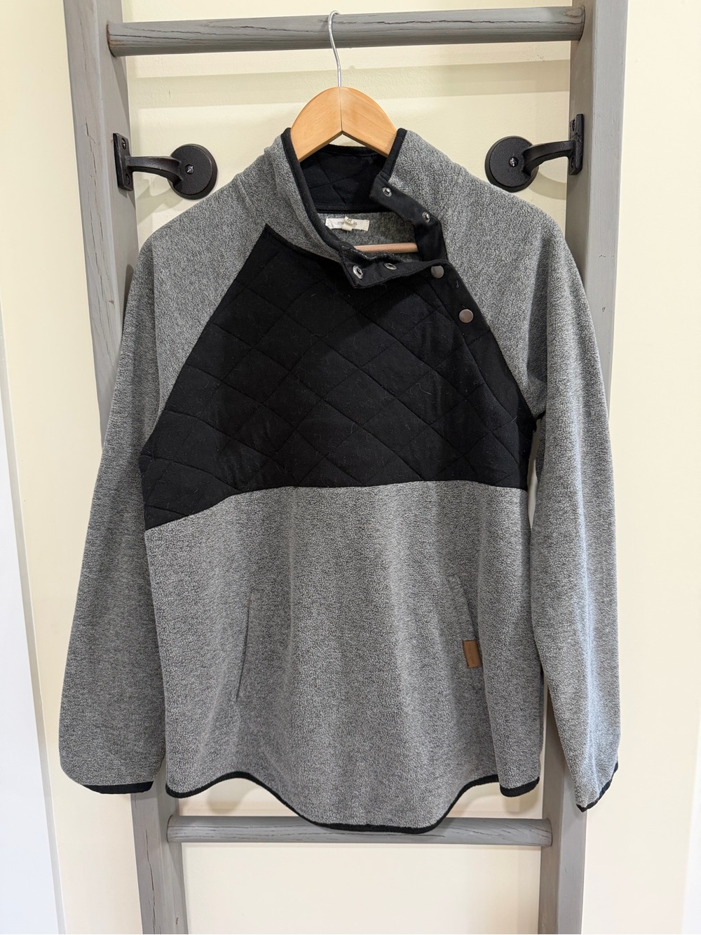 Maurices Gray and Black Quilted Cowl Pullover